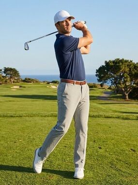 Bonobos Golf Men 32x32 Slim Fit Stretch Chino Gray Checked Flat performance EUC